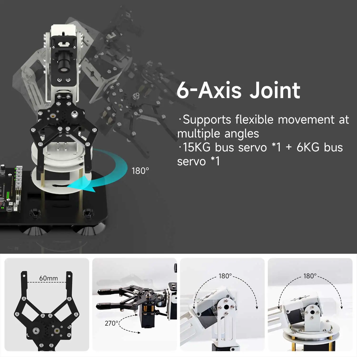 DOFBOT SE AI Vision Braço robótico versão de máquina virtual 6DOF com sistema ROS usa programação Python para computador Windows