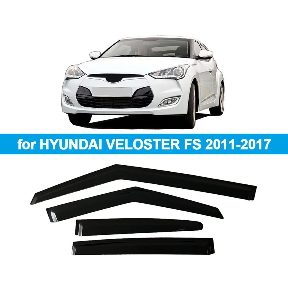 

For 2011-2016 Hyundai Veloster FS Black Tinted Car Side Window Visor Guard Vent Awnings Shelters Rain Ventvisor
