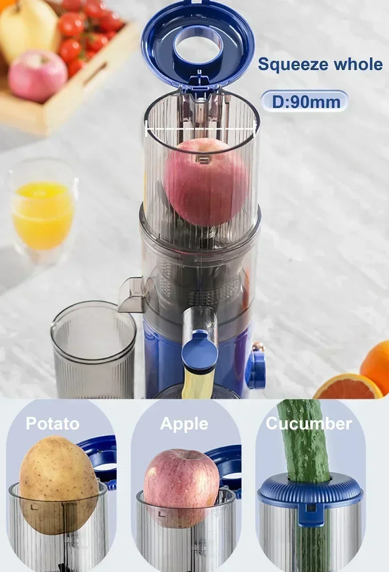 New mini home juicer. Slow, cold press. Separates residue. For fruits.