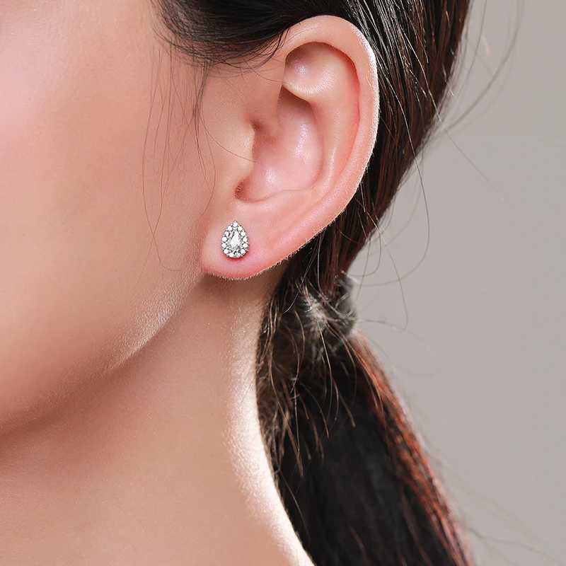 MODIAN prawdziwe 925 Sterling Silver luksusowe stadniny kolczyki dla kobiet kropla wody Sparkle cyrkon Ear Stud biżuteria zaręczynowa ślubna