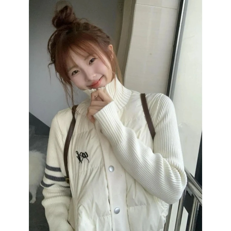 الكورية Sle الوقوف الياقة محبوك المرقعة أسفل القطن Jaet المرأة شتاء دافئ تصميم صغير الحجم معطف الخبز القطن #5