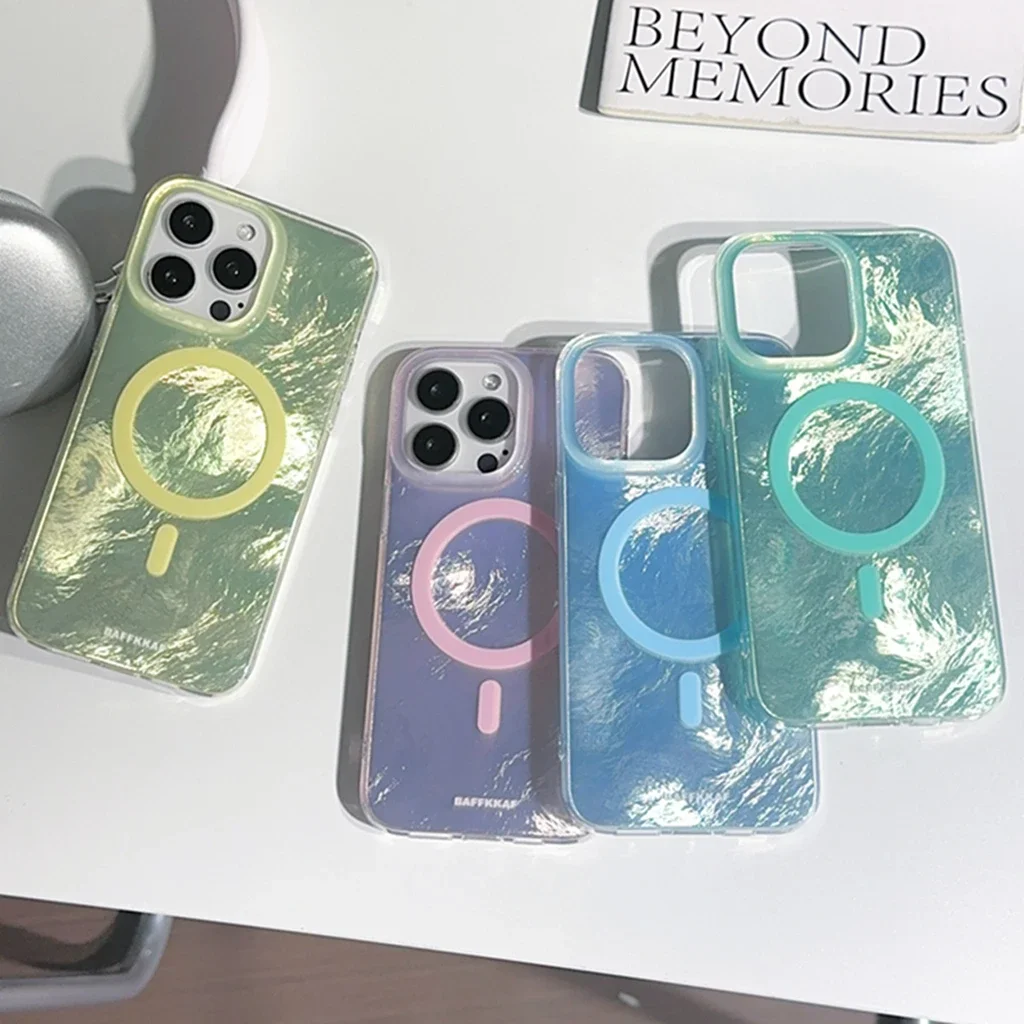 Stylish Illusory Color Iceberg Wrinkle Pattern Series Magnetic With Holder Cover Case For iPhone 15 14 13 12 Pro Max Phone Case