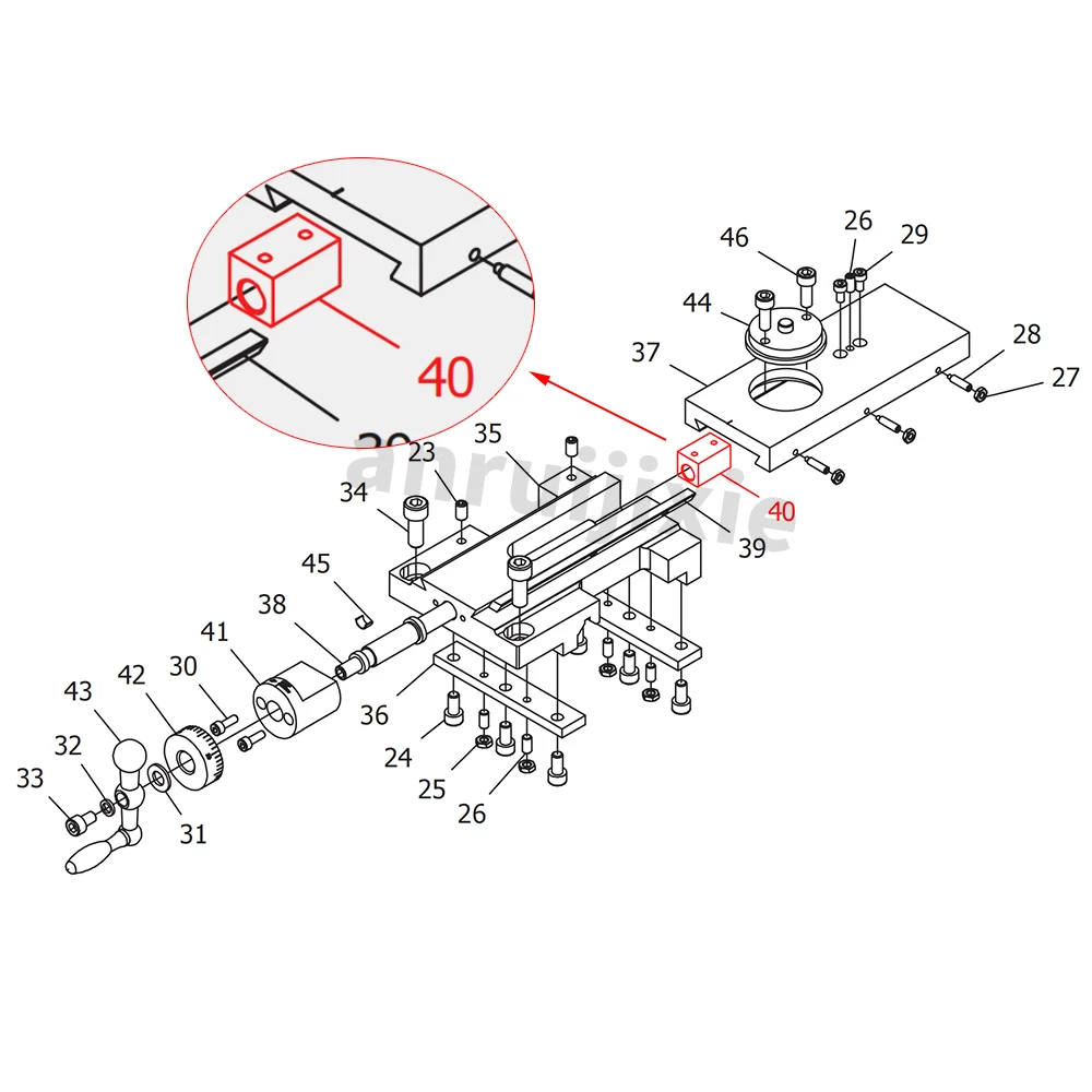 Dado di alimentazione a scorrimento incrociato per SIEG SC2-040 e JET BD-X7 e Grizzly G0765 Mini tornio pezzi di ricambio