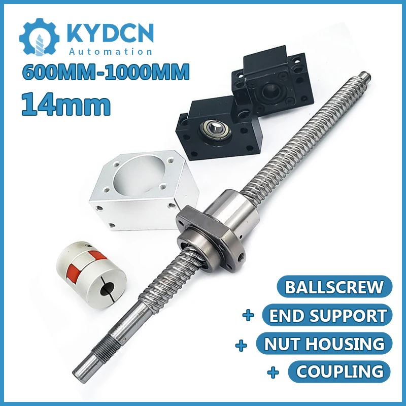 

SFK1402 Ball Screw Set 14mm Ball Screw+Nut Housing+End Support+Coupler BKBF10 EKEF10 FKFF10 600mm-1000mm CNC Miniature Ballscrew