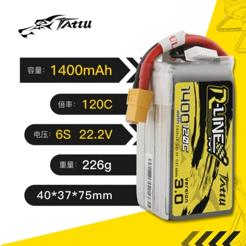 TATTU R-LINE 3.0 120C 22.2V 1400mAh LiPo Battery For RC Helicopter Quadcopter FPV Racing Drone Parts With XT60 Plug 6S Battery