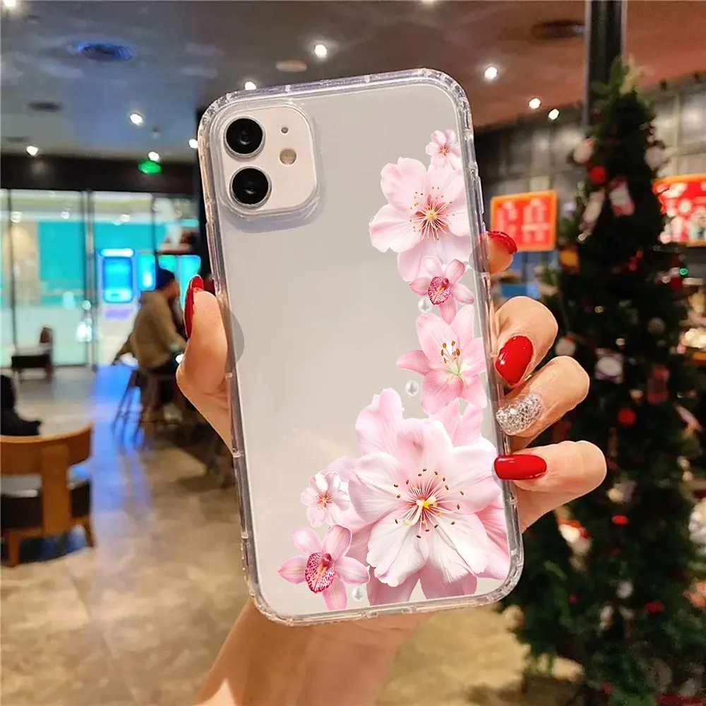 Pink Hibiscus Floral Aesthetics Coquette Clear Phone Case Cover for iPhone 17 16 11 15 14 13 12 Pro Max XS X 7 8 Plus Hard Funda - náhled 2