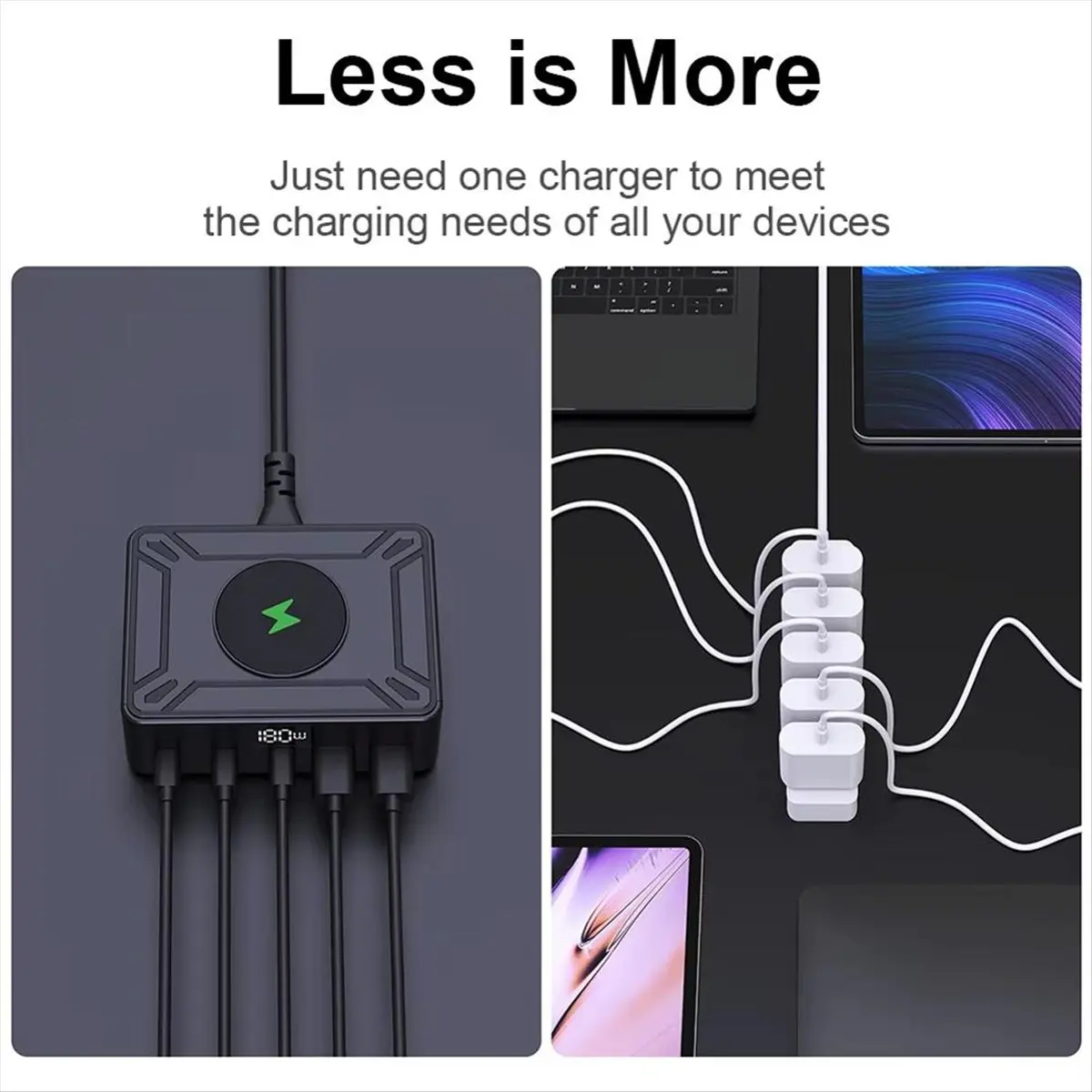 【STABLE QUALITY】190W Charger Digital Display Desktop USB Type C Charger PD 100W QC3.0 Fast Charging for Laptop Tablet Phone EU P