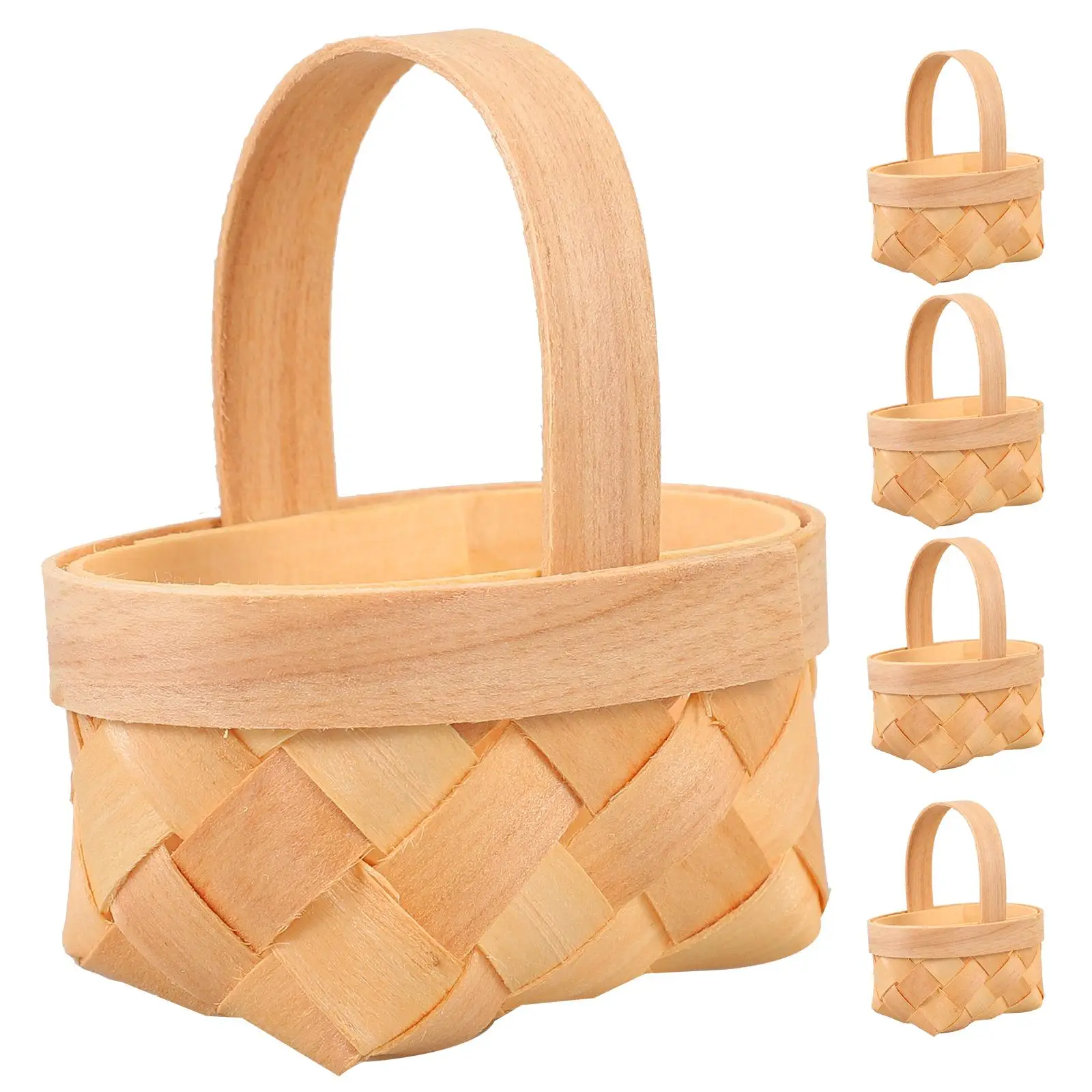 20 Pcs Baby Wood Chip Candy Hamper Child Mini Dolls Storage Baskets Wooden for Packing Presents Gift