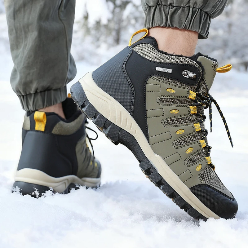 Winter Men's Boots Warm Plush Men's Snow Boots High Quality Winter Non-Slip Sneakers Outdoor Men's Hiking Ankle Boots Work Shoes view 6