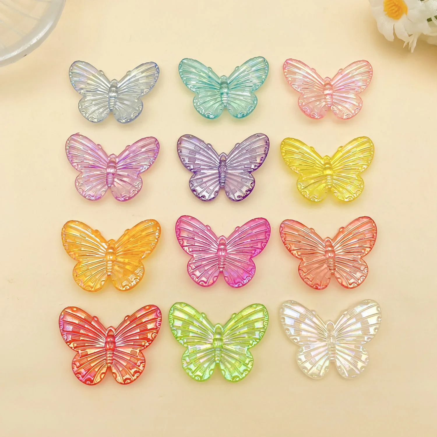 60/80pcs Acrylic Butterfly Charms Gradient Color Pendant Jewelry Making DIY Festival Necklace Decoration Wedding Decor Supplies
