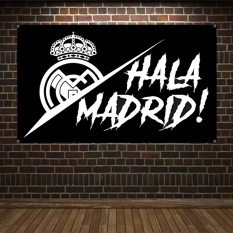 Go Madrid! Crown & Sword Printed Tapestry | Flat Printed Black & White Wall Hanging for Living Room, Bedroom, Office