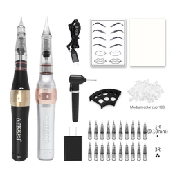 Tattoo Machine Set Microblading Eyebrow Lip PMU Gun Pen Needle Permanent Makeup Kit Professional Supplies Beginner Tattoo Kits