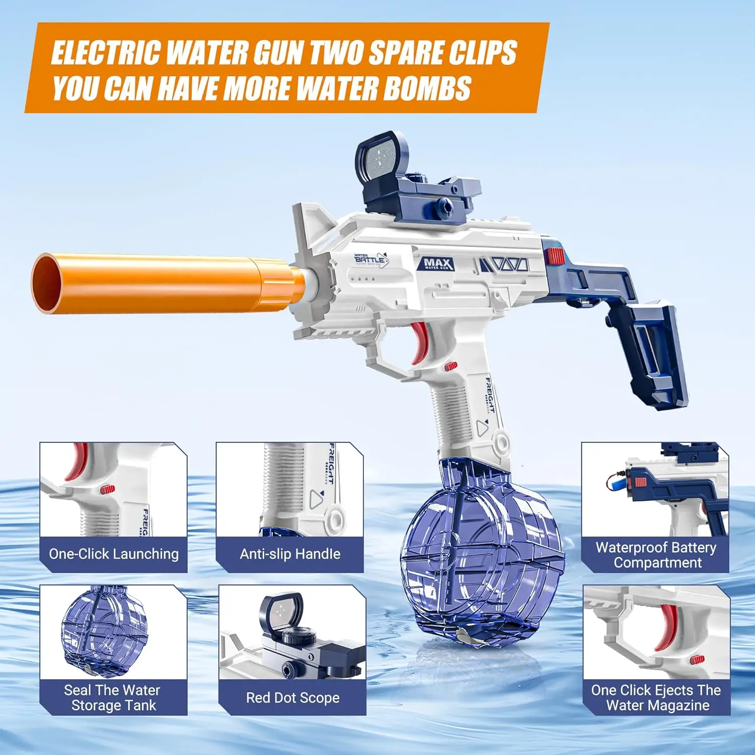 Elektrische Uzi Waterpistool Met Één Knop Automatische Spuitpistolen Voor Volwassenen Lange Afstand Krachtige Waterblaster Zomer Outdoor Kids Cadeau