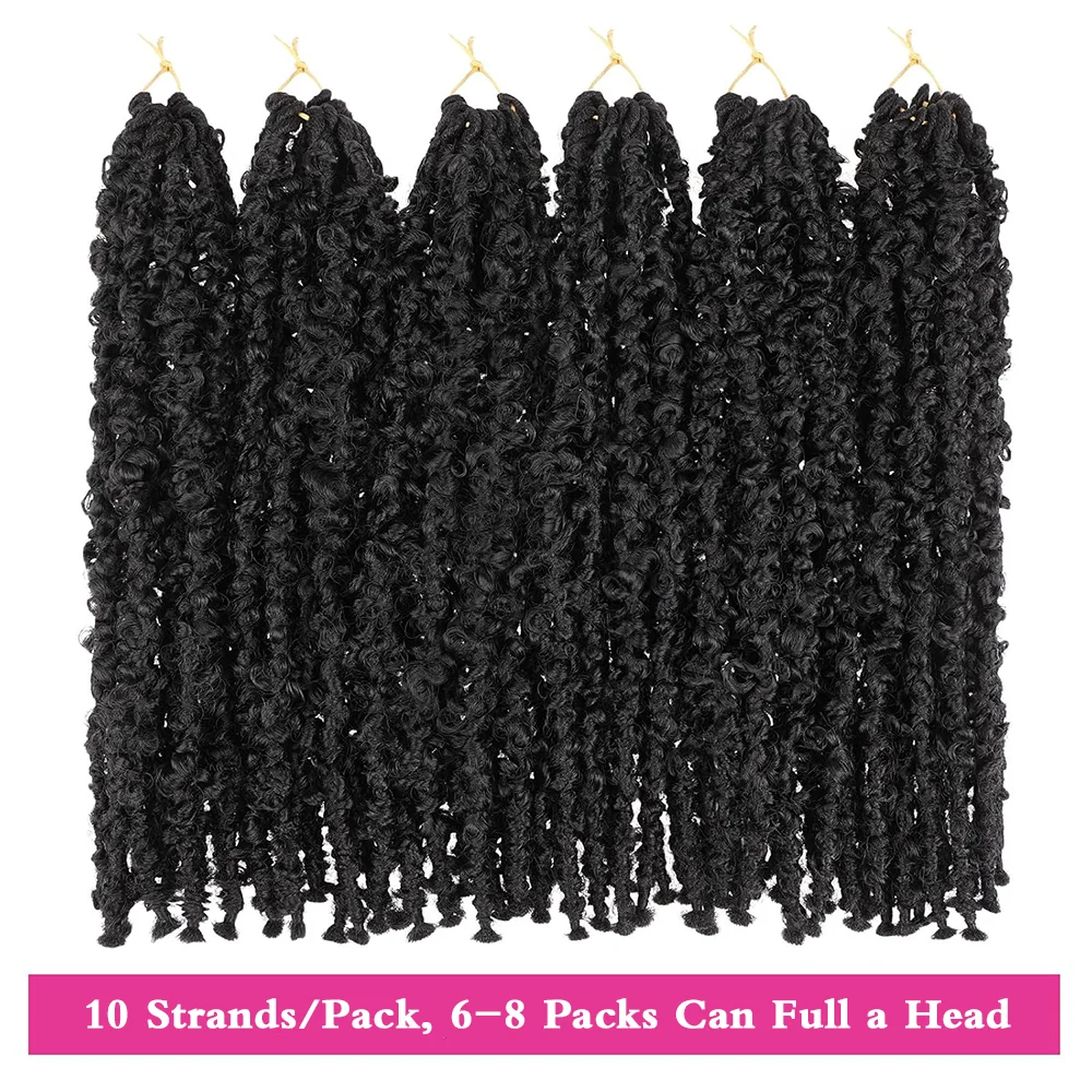 12 بوصة قبل الملتوية فراشة Locs الكروشيه الشعر القصير بوب فراشة المتعثرة الضفائر الشعر 1/6/8 حزم الشعر الاصطناعية للنساء