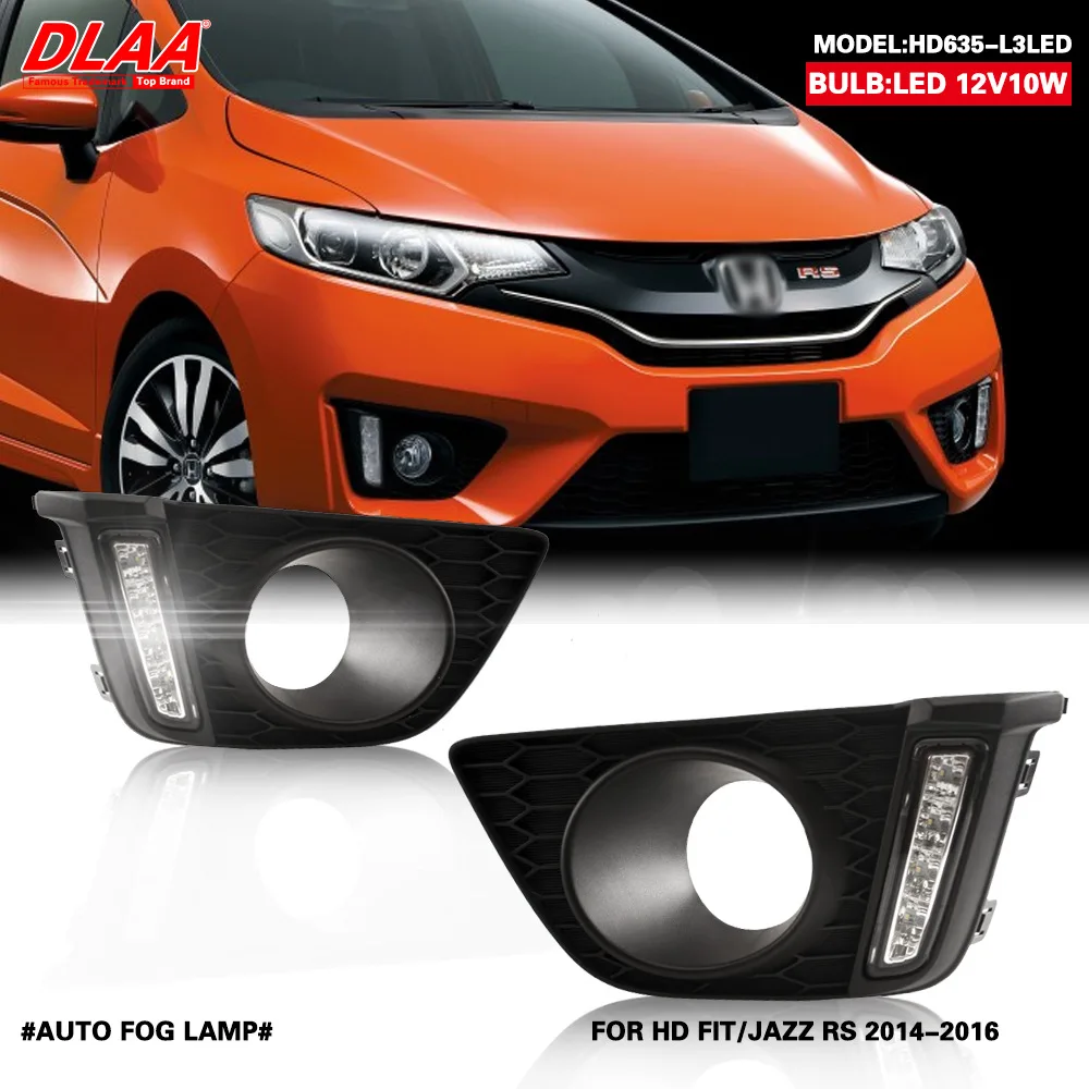 

Подходит для Honda 2014-2016 Fit RS светодиодные передние противотуманные фары GK5, модифицированные дневные ходовые огни, фары переднего бампера