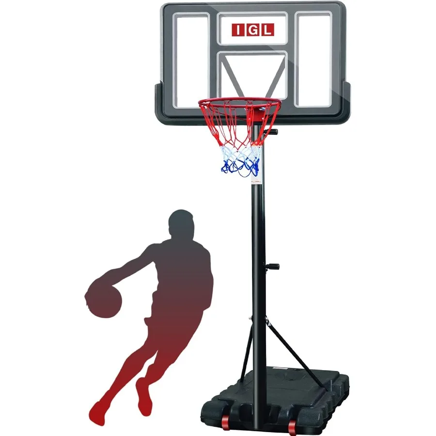 

Portable Basketball Hoop 5.610FT Adjustable Basketball Goal System for Backyard and Driveway Use 44 Inch Outdoor Basketball Hoo