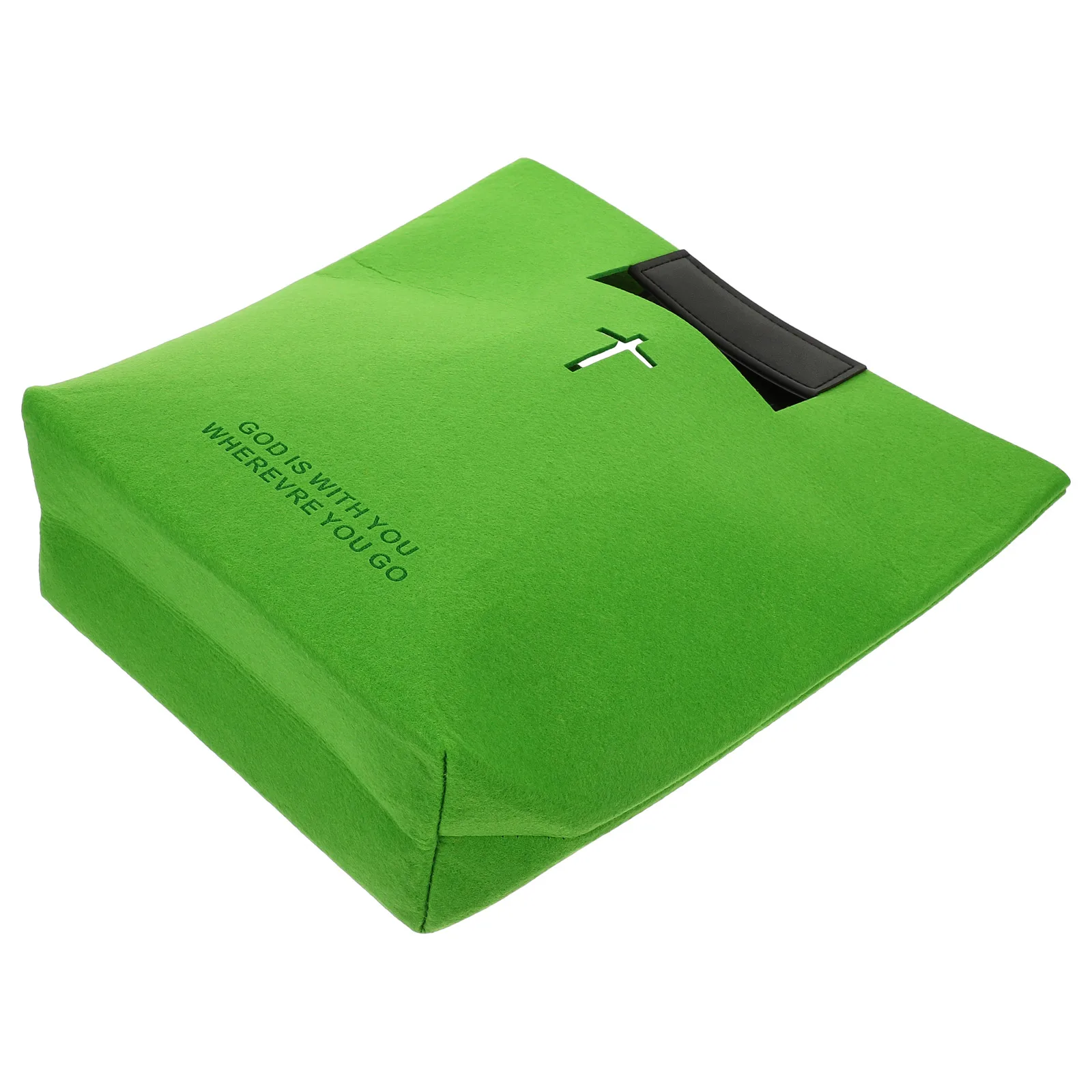 

1pc Bible Storage Bag Large Capacity Felt Material Christian Gift Cross Design Tote Bags Green Shopping Bag Bible Carrying Case
