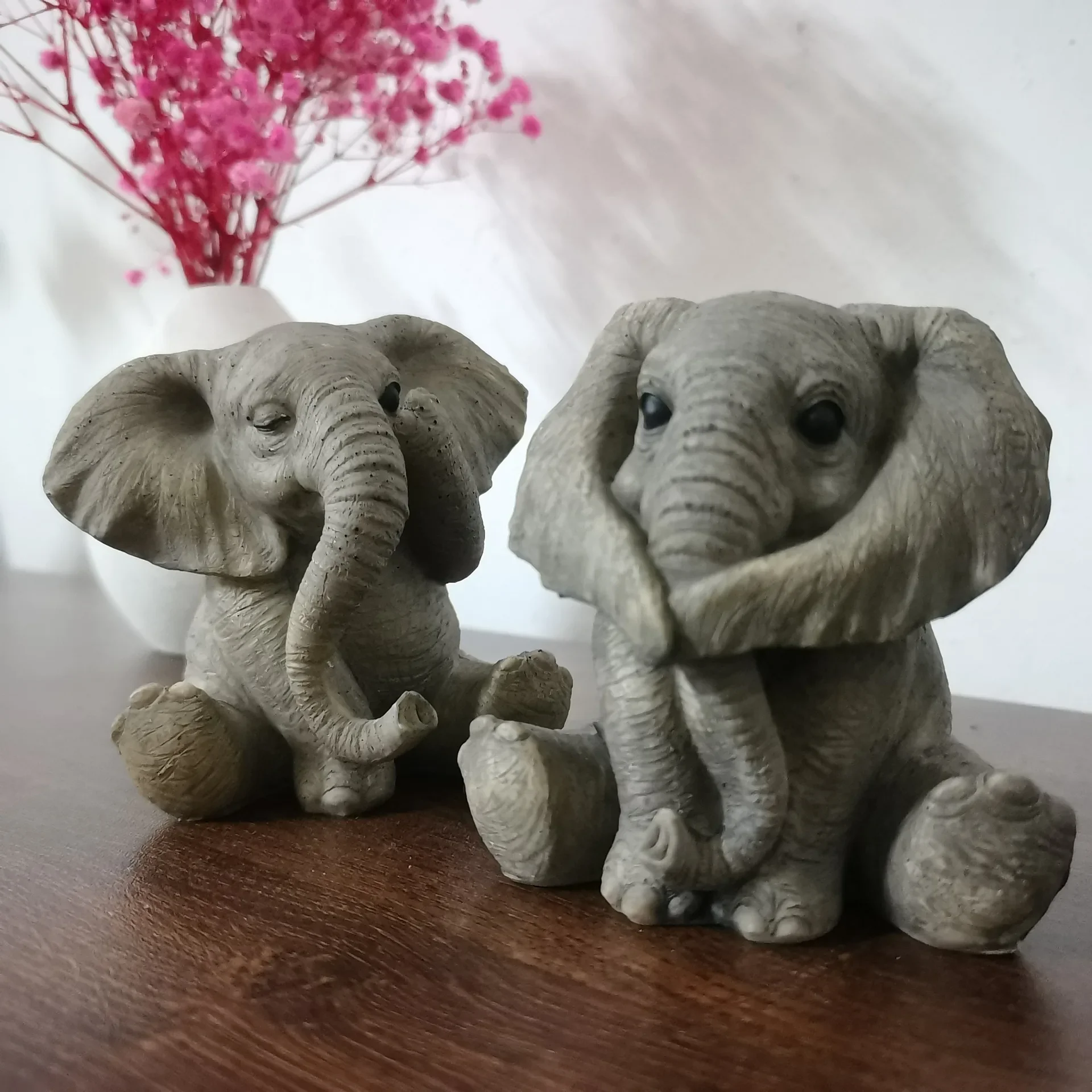 3 Kinds of Resin Baby Elephant Decoration Lucky Feng Shui Gray  Doll Creative Cute   Home