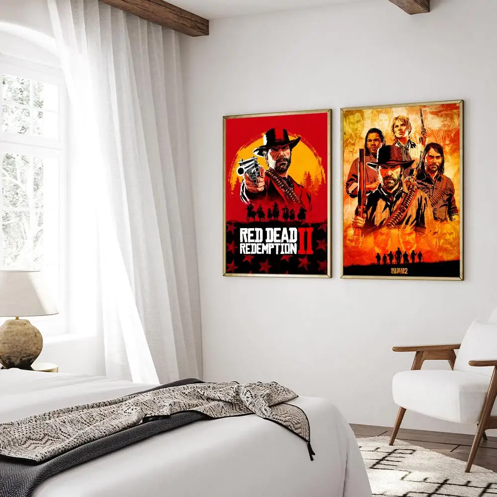 R-Red D-Dead R-Redemption 2 Poster Decorative Wall Art Mural Stickers Home Decor Gift for Living Room & Hallway