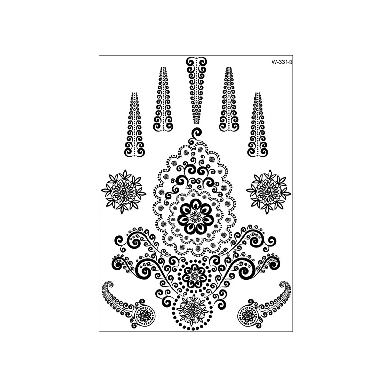 Sexy Party Black Hollow Henna Lace Tattoo Stickers Tatouage Ephemere Femme Hand Back Art Fake Tattoos Semi Permanent Flower Leg