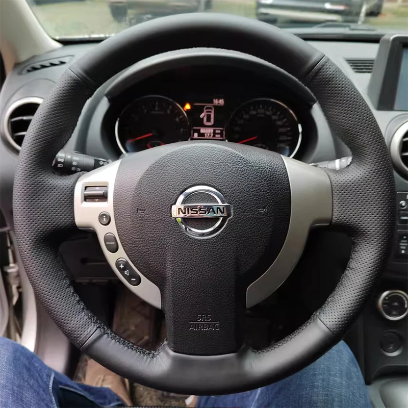 

Чехол на руль автомобиля для Nissan QASHQAI X-Trail Nissan NV200 Rogue Diy, сшитый вручную, рулевое колесо с оплеткой из натуральной кожи