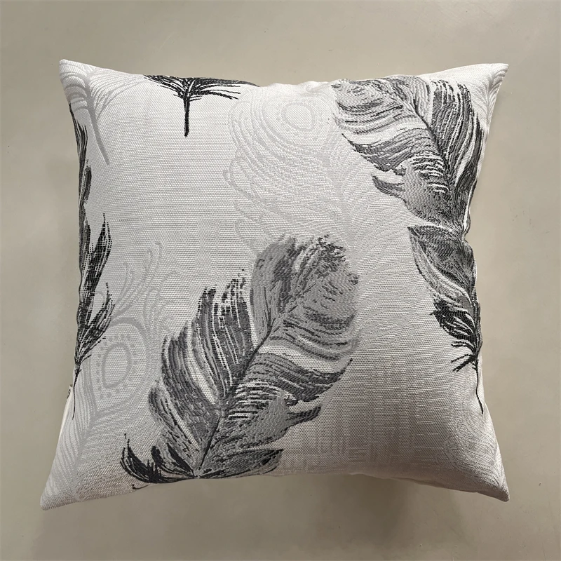 White Jacquard Pillowcase Home Decorative Peacock Feather Cushion Cover