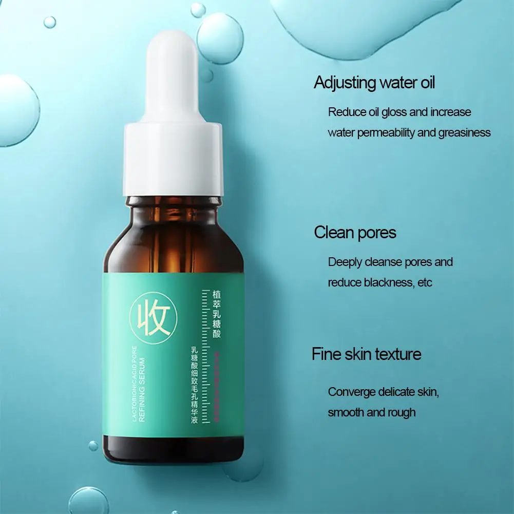 Ácido láctico poro Shrink Face Serum, Remover cravos, Beleza, Controle de Acne, Refirmando, Cuidado Hidratante, Reparação, Nourish, Poros, C8Y5