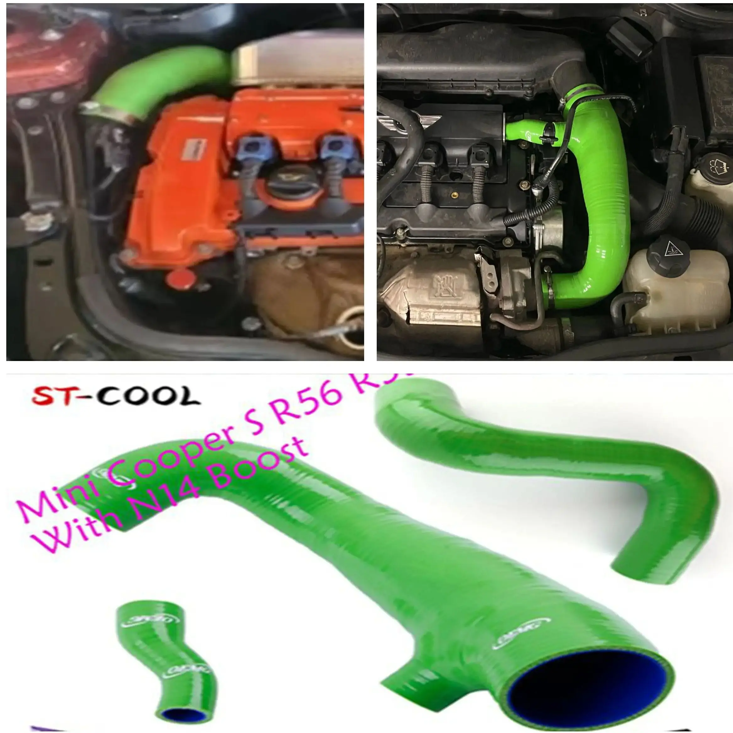 For 2007-2012 Mini Cooper S R56 R55 R57 R58 With N14 Turbo Boost Air Inlet Hoses & Noise Generator Delete Intake Tubes Kit 3Pcs