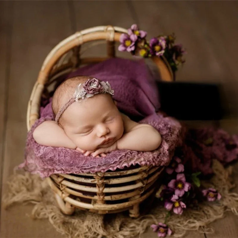 Newborn Photography Chair Props Rattan Bed Baby Basket Wood Bed Bench Posing Chair Furniture Session Photo Props Fotografia