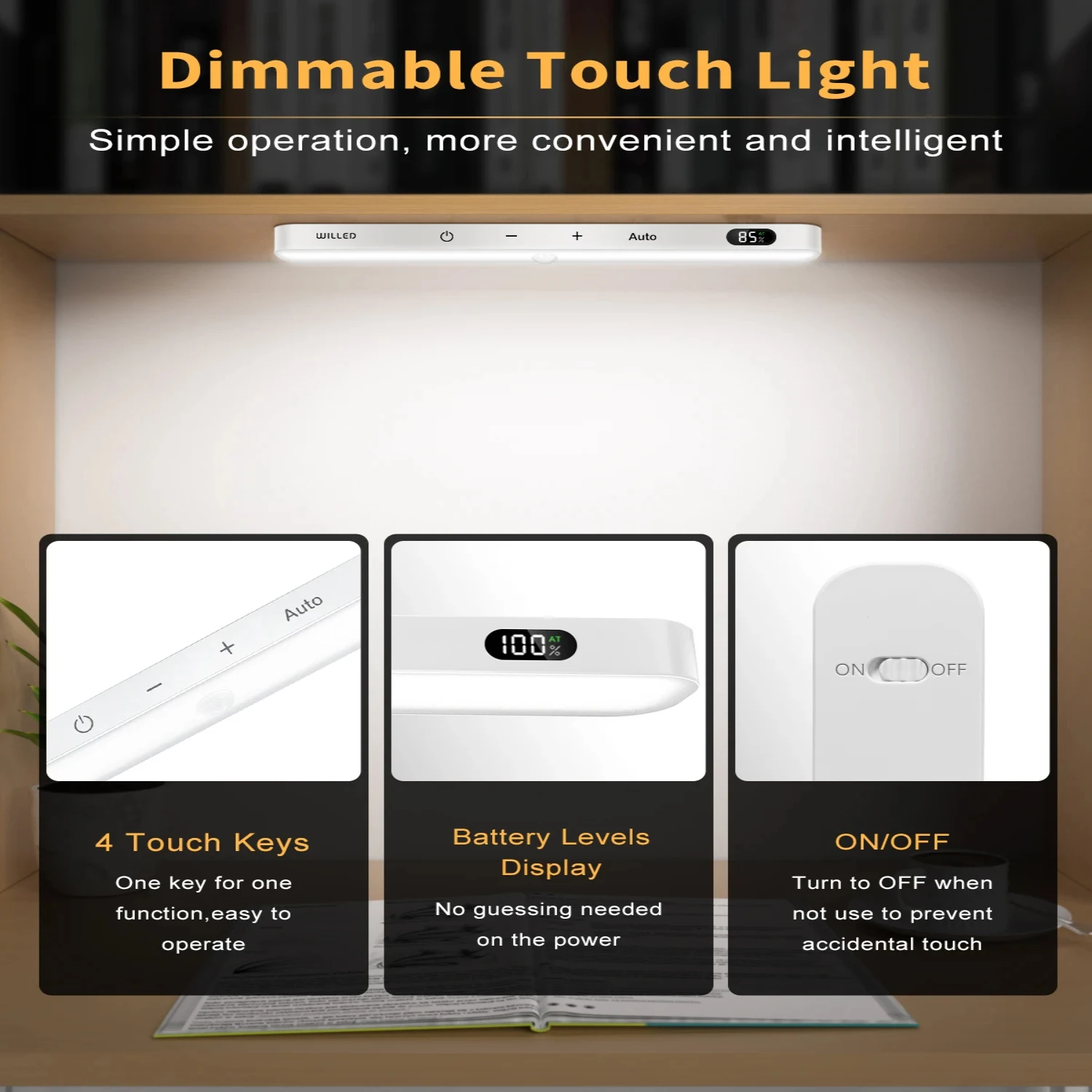 New Motion Sensor Cabinet Light Battery Display 60   Light  Wireless Rechargeable Battery Night Light