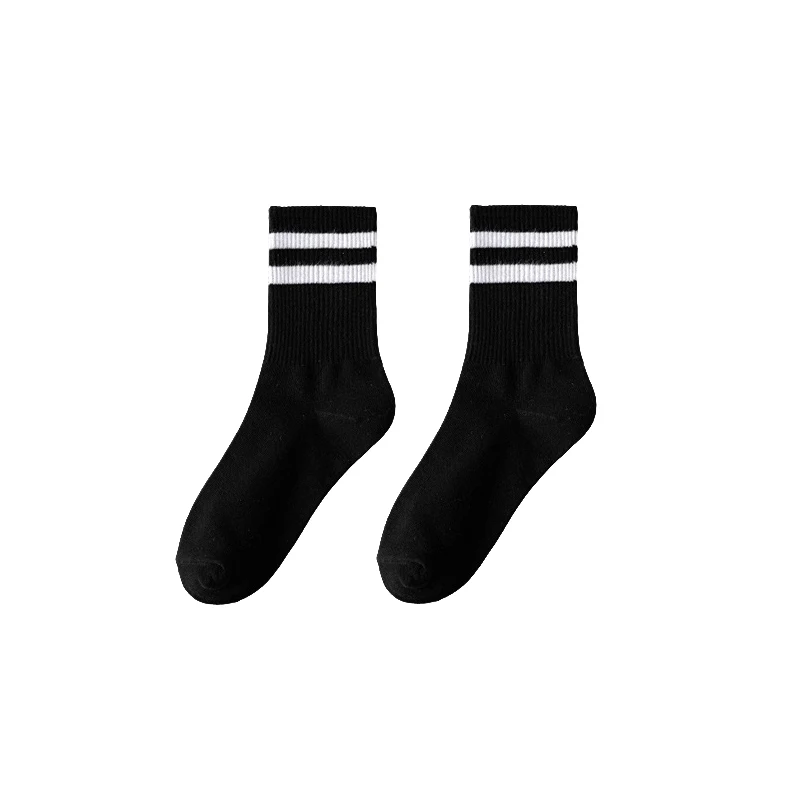 1Pair Black White Women Socks Autumn Winter Middle Tube Socks Korean Japanese Cotton Coffee Retro Designer Socks For Student