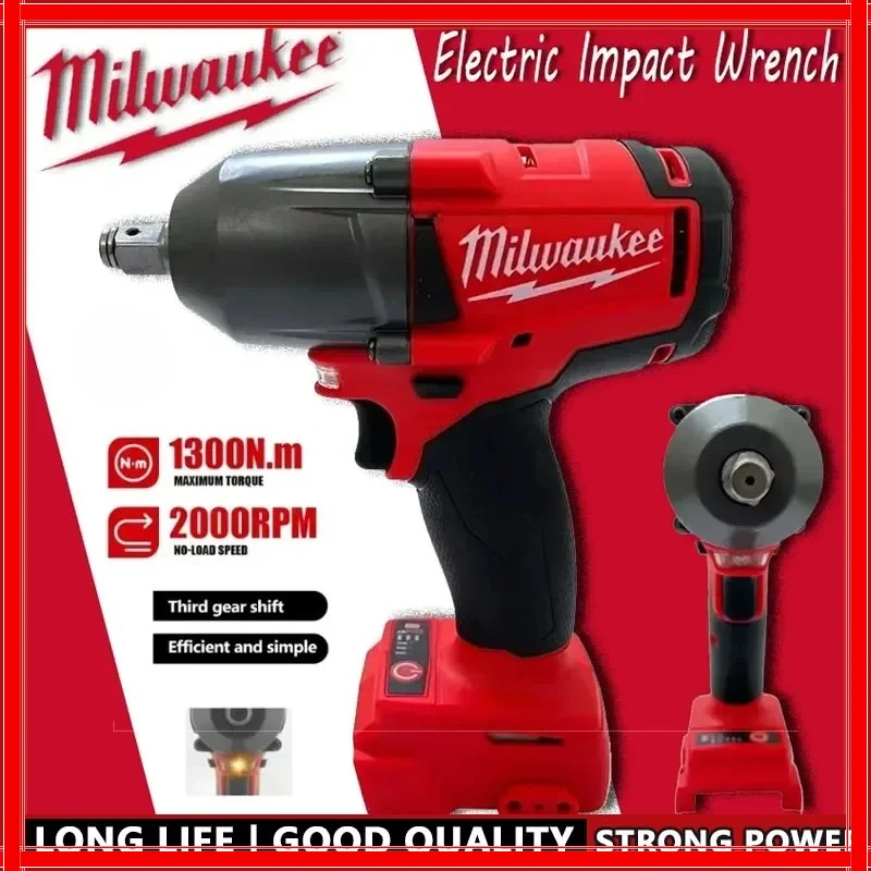 Milwaukee Cordless Electric Wrench Large Torque Car Truck Repair Impact Wrench For 18V-20V Battery