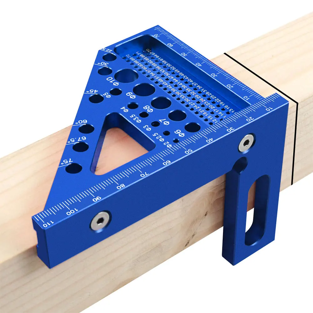 Woodworking Square Protractor Aluminum Alloy Miter Triangular Ruler 3D Multi-Angle Measuring Ruler for Engineer Carpenter