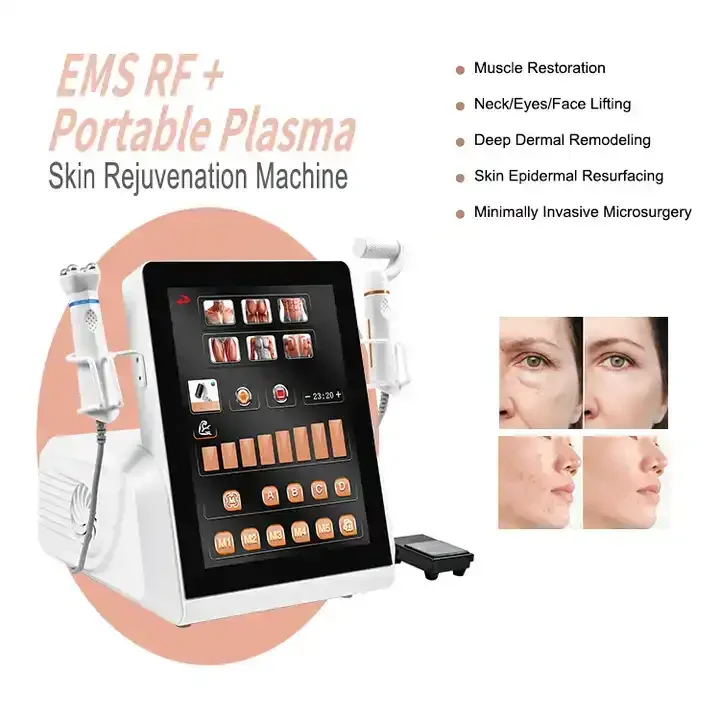 

Fractional plasma skin regeneration face sculpting ems Radiofrequency machine plasma deeper dermal layers and muscles therapy