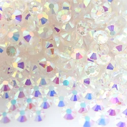 SS3-40 Clear AB Transparent AB Glass Flatback Rhinestones Nail Art Decorations Glitter Non Hotfix Glue on Gems DIY Craft Clothes