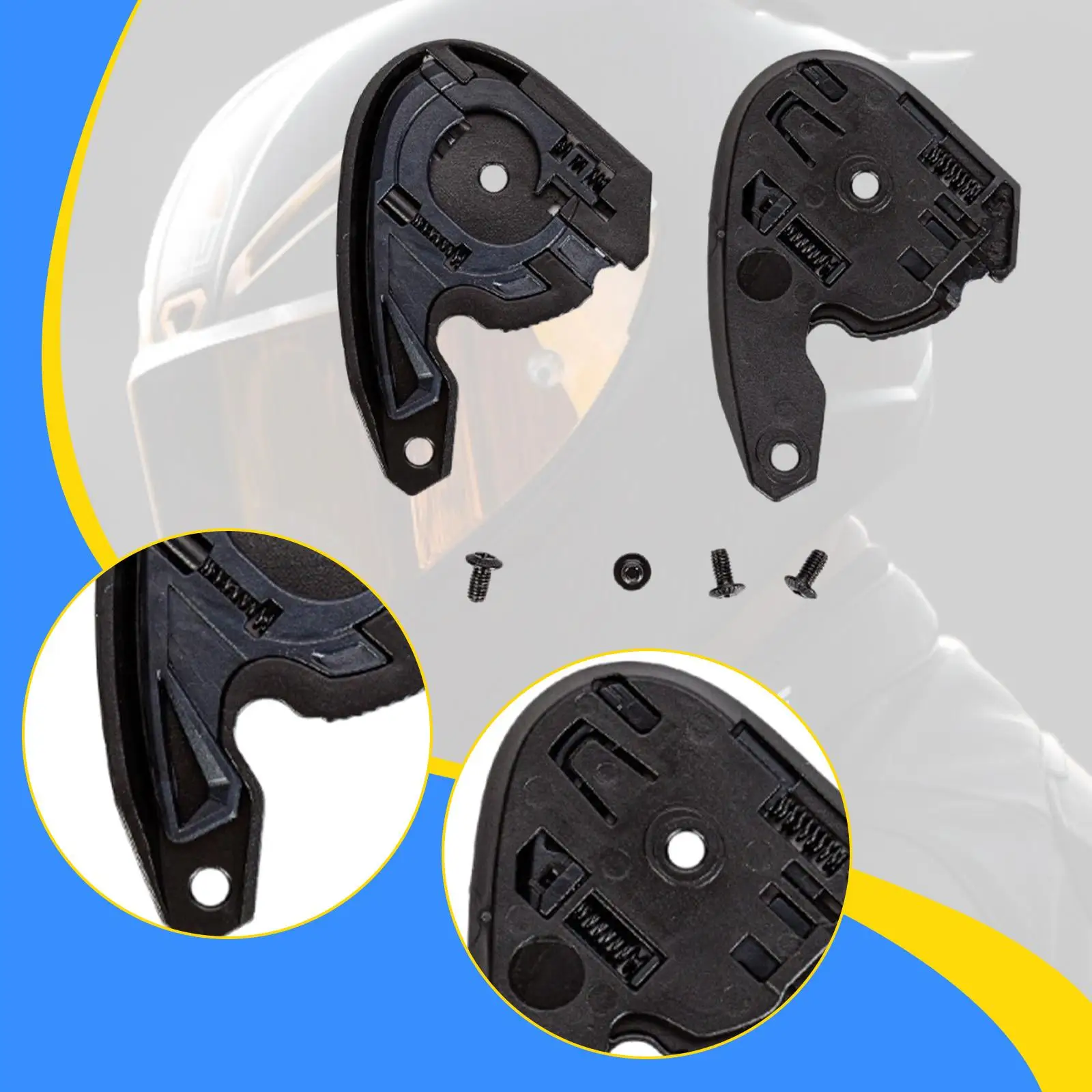 

2 Pieces Motorcycle Helmet Lens Bases Repair Tools Spare Parts Professional with Screws Accessory Replace for Hjc C10