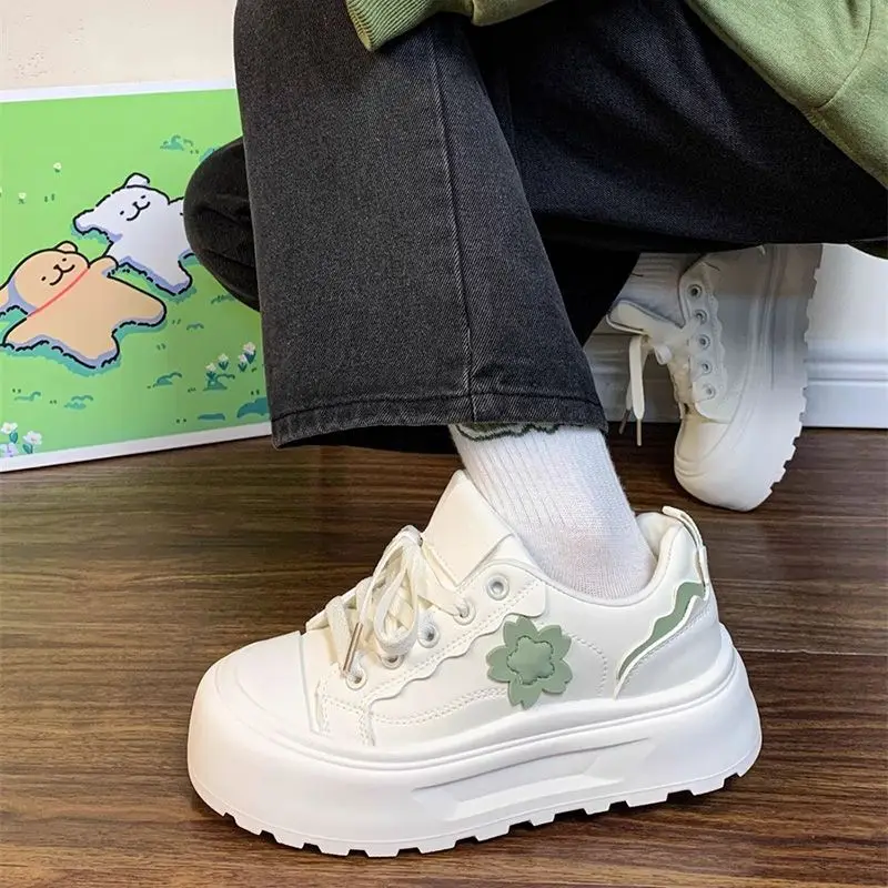 ​2025 New Spring and Autumn Women's Height Increase Chunky Sneakers Thick Sole Shoes Student Casual Lace Up Shoes​ for Women