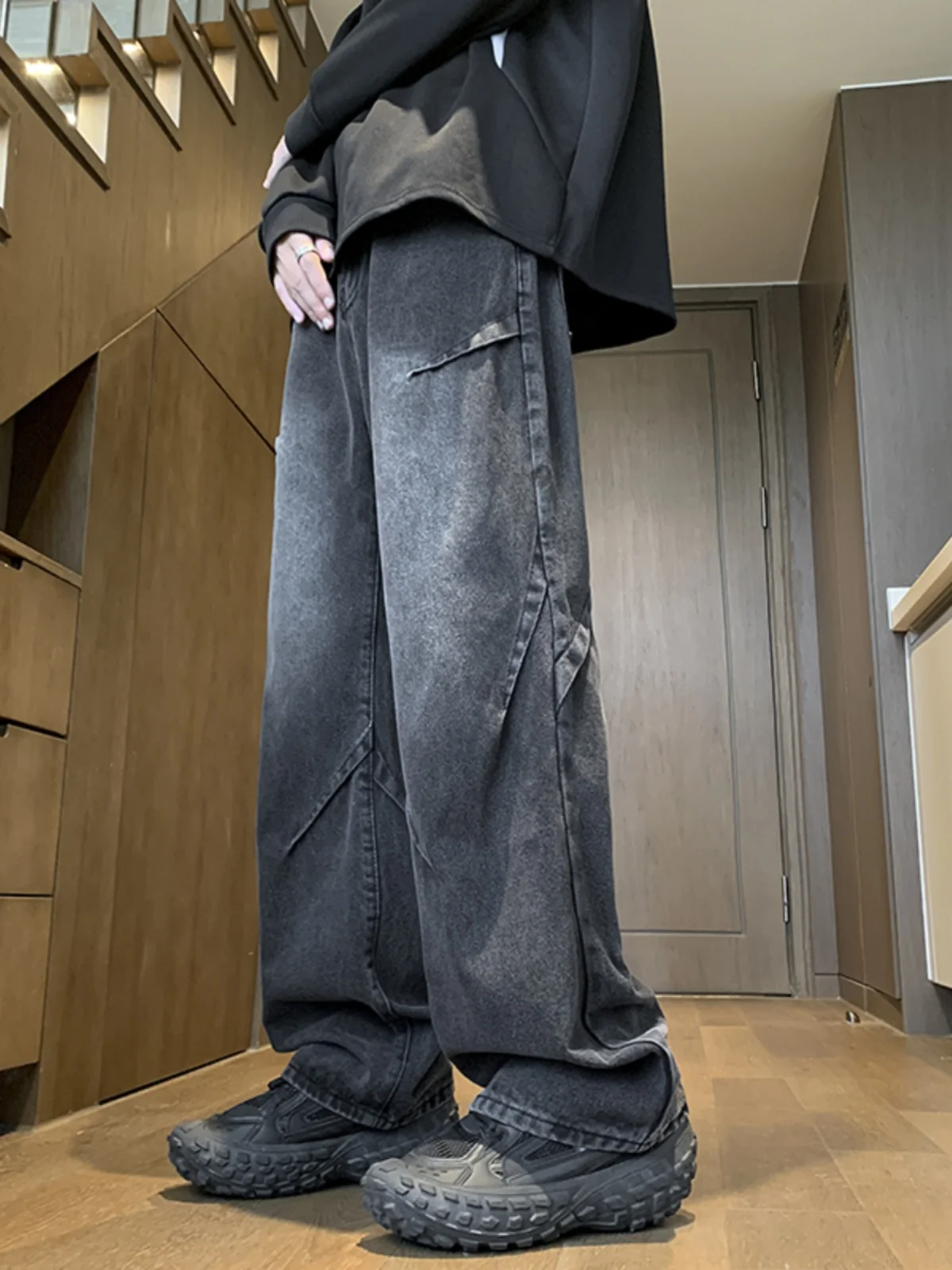 

Американские мужские джинсы в стиле ретро, весенне-осенние свободные повседневные прямые брюки, модные брендовые молодежные износостойкие брюки