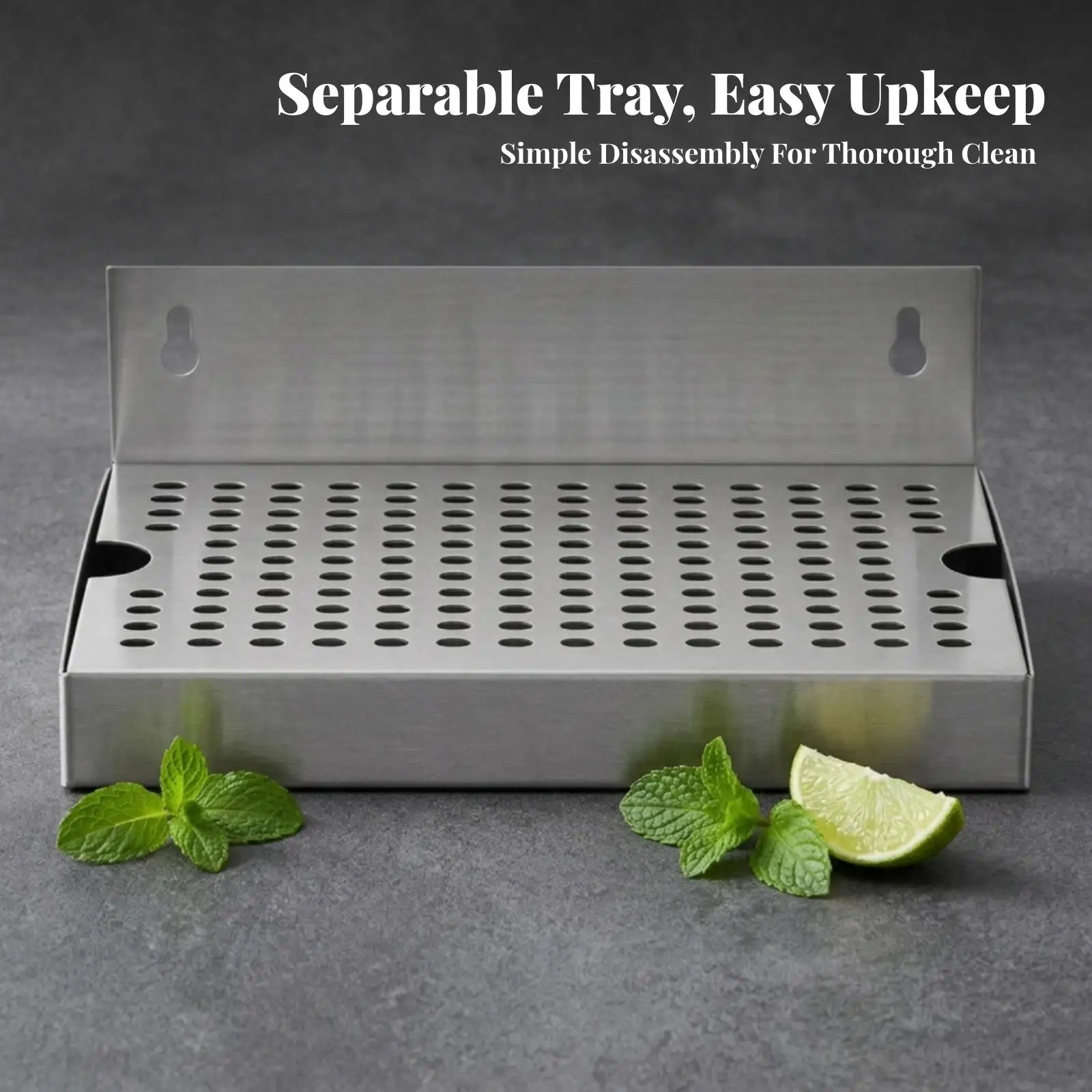 Dispensing Box driping Tray Brushed Silver walledMounted driping Tray Perforated