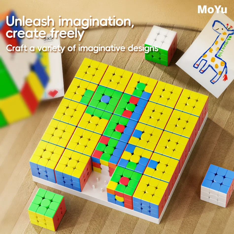 Moyu Mosaic Cube 10x10 5x5 3x3 jigsaw PUZZLE speed cube art Creative Cube Decorative Paintings Toys For Children