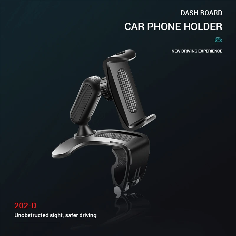 360-Degree Rotation Car Phone Holder Clip Car Smartphone Support Adjustable Phone Bracket Stand for IPhone Xiaomi Huawei Samsung