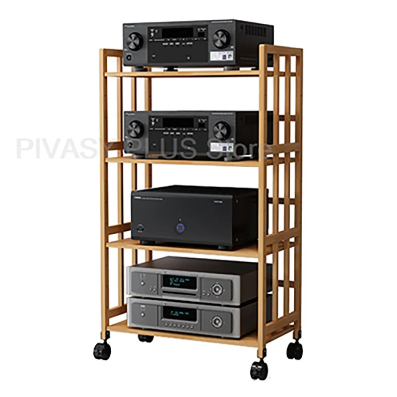 Estante de Audio ajustable de 2-4 niveles, soporte para equipo HiFi x ruedas para amplificador, altavoz, tocadiscos, equipo de estudio, soporte de almacenamiento móvil