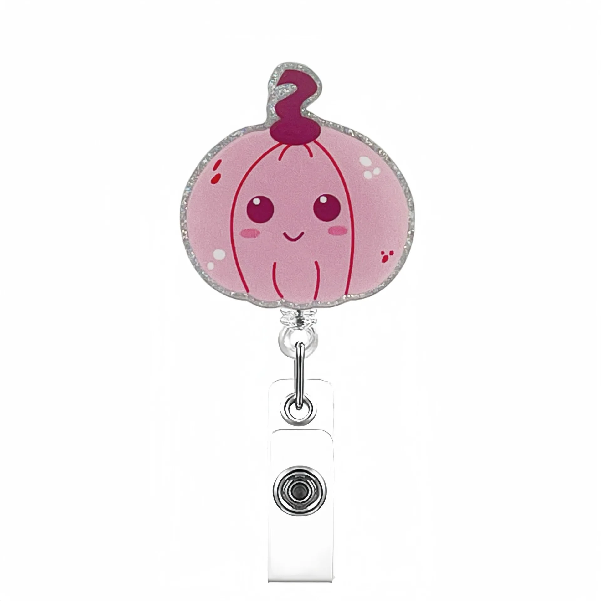

New 1 Piece Pink Halloween Pumpkin Badge Holder Retractable Badge Reel Cute Halloween Gift For Doctors Nurses Teacher Student