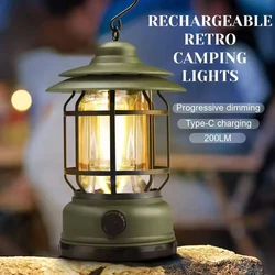 Retro Horse Lantern Rechargeable Multi Functional Outdoor Camping Light LED Outdoor Travel Tent Lighting Portable Light