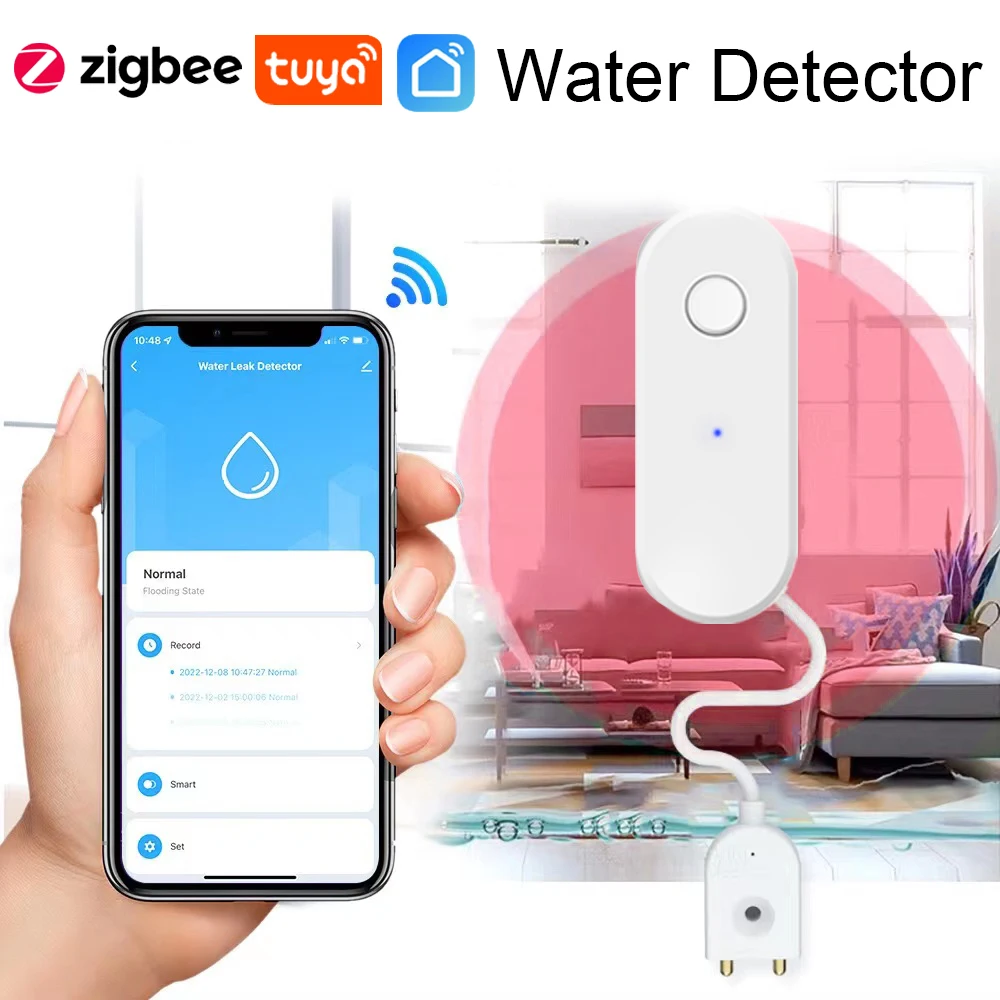 

TUYA ZigBee Детектор утечки воды Датчик затопления Резервуар для воды Сигнализация полной связи с водой Smart Life Приложение Дистанционный мониторинг Сигнализация утечки