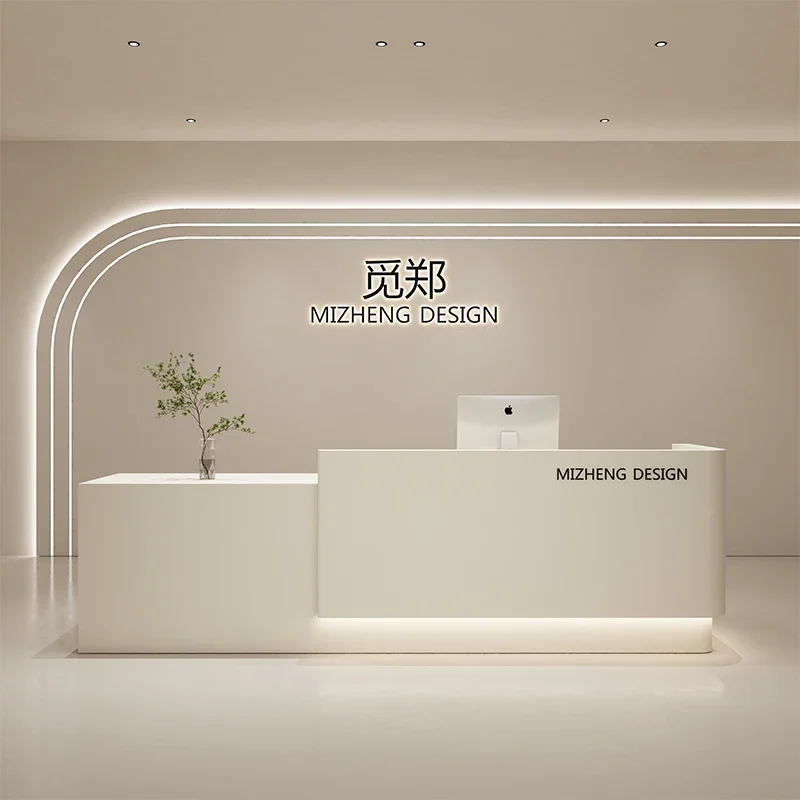 Simple modern clothing store checkout page store small bar table beauty salon manicure barber shop reception desk