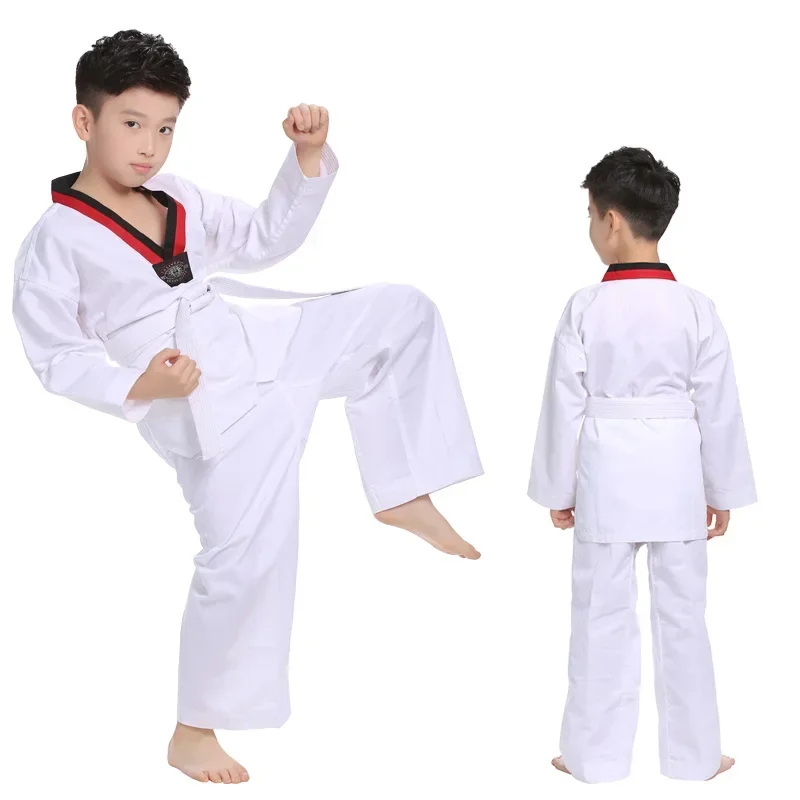 

White Taekwondo Uniforms WTF Karate Judo Taekwondo Dobok Clothes Children Adult Unisex Long Sleeve TKD Clothing