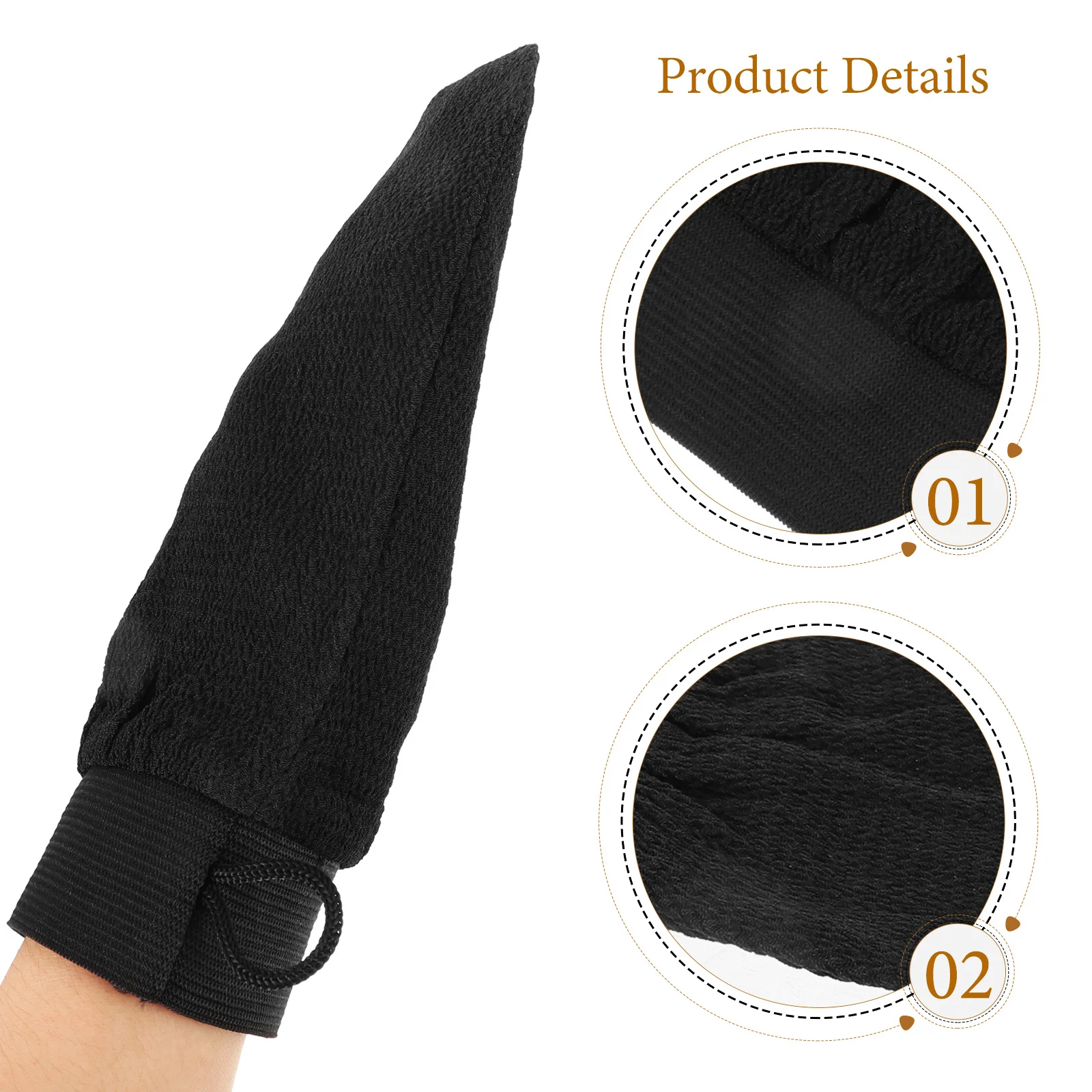 

Bath Exfoliating Glove Black Viscose Soft Comfortable Elastic Band Tied Body Scrub Gloves Shower Scrubber Dead Skin Remover Men
