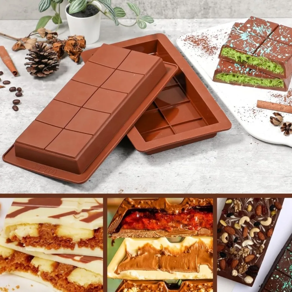 Chocolate Bar Molds Silicone Break Apart Wax Melt Mould Easy Release Rectangle Durable Non-Stick Mold Energy Soap Handmade Gifts