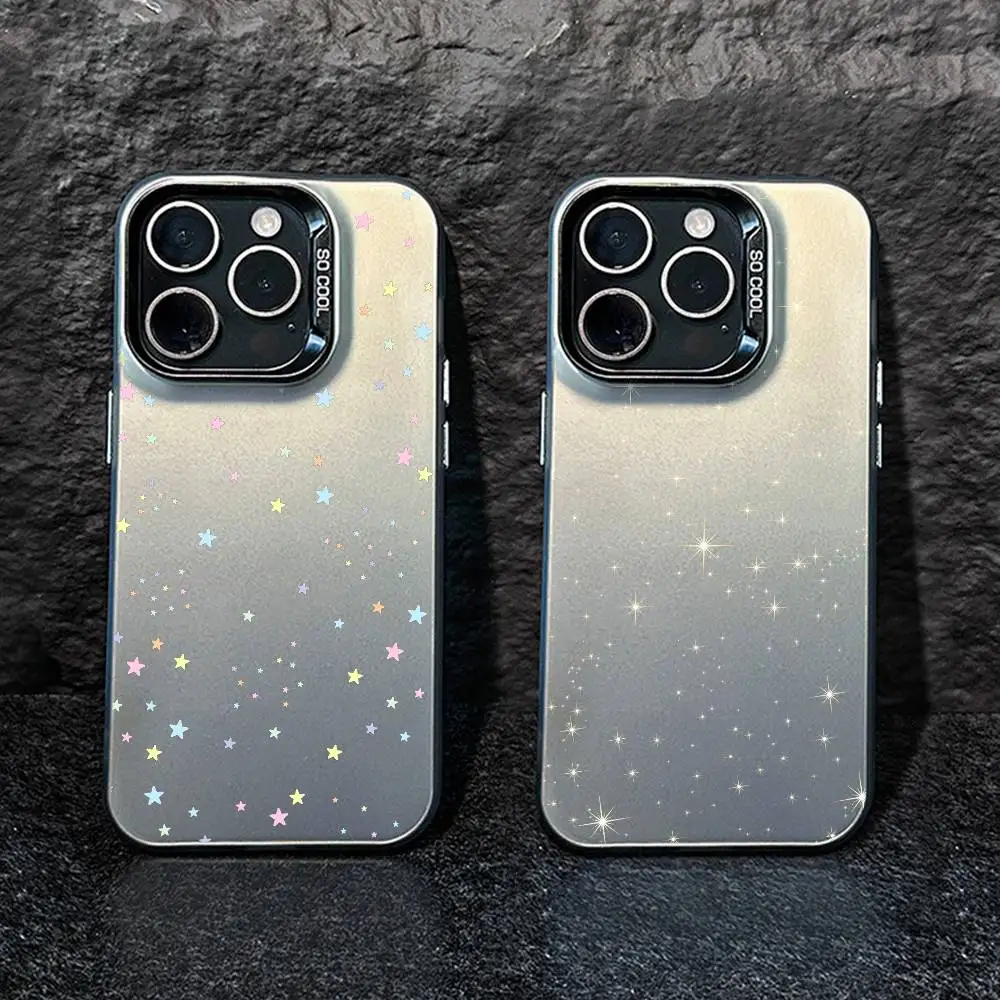 

Transparent star Background Phone Case For IPhone 16 17 15 14 12 13 Pro Max white Color Shockproof Cover